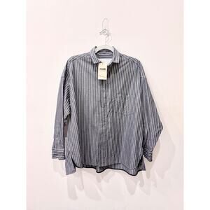 TICCA Somelos Tecidos Striped High-Low Button Down Shirt Gray Women's F/One Size